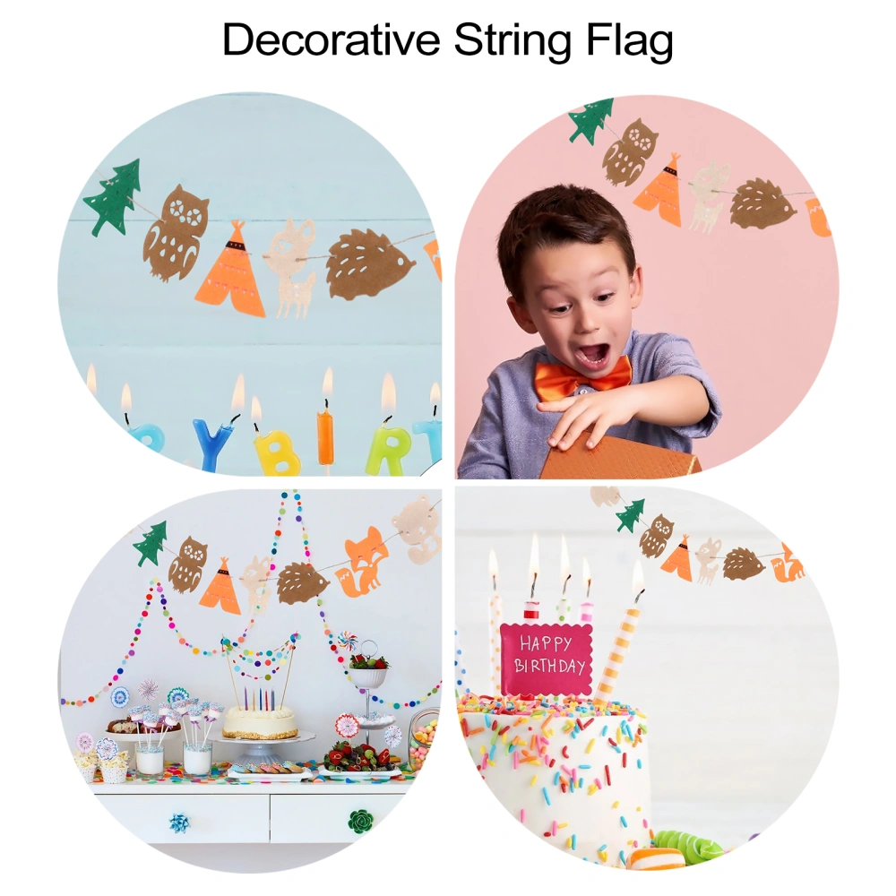 2pcs Birthday Party Banner Decorative Background String Flags Ornament for Kid