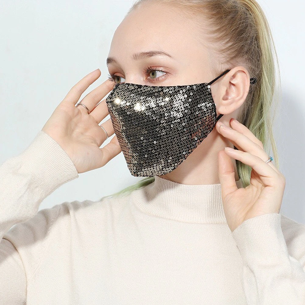 1Pc Sequined Mask Decorative Mask Breathable Facial Cover Dust Proof Mask Supply