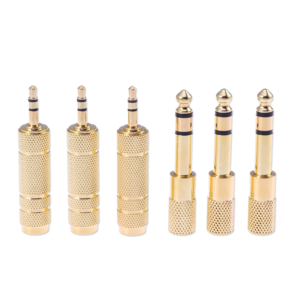 6 in 1 3.5mm to 6.35mm Stereo Audio Adapter Gold Plated Headphone Jack Plug Converter for Headphone Audio Earphone Microphone (Golden)