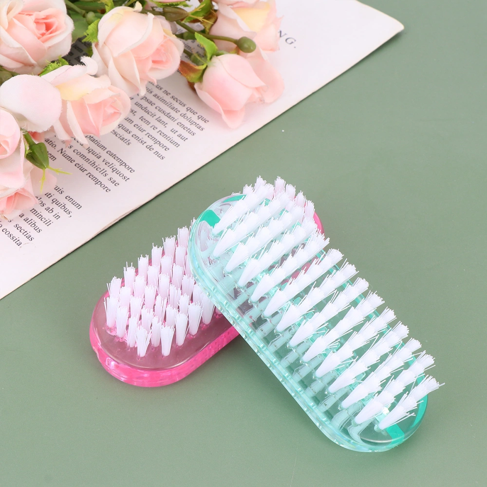 4PCS Nail Dust Brush Double-sided Nail Brush Portable Nail Cleaning Brush Manicure Supplies for Home Salon Use (Random Color)