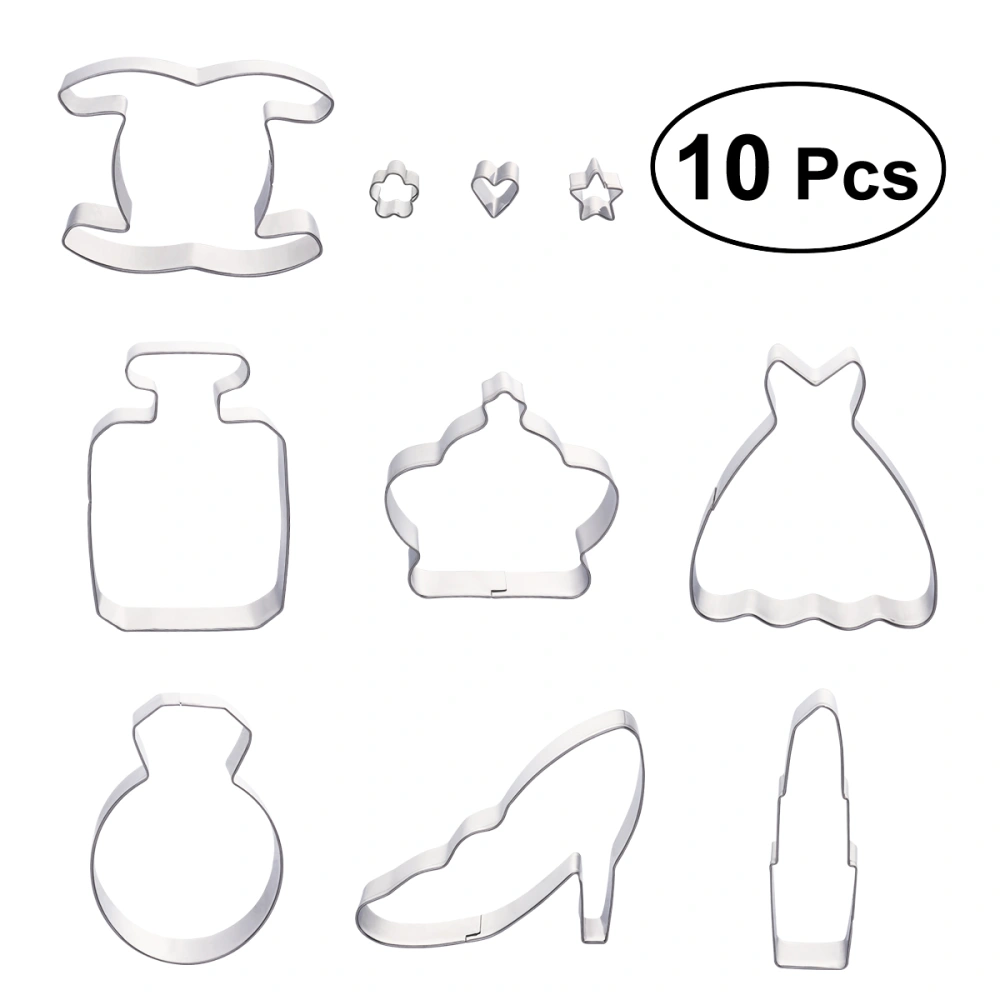 10pcs Cookie Cutters Kit Stainless Steel Cake Molds Cake Baking Molds Set for Kids Party(Women)