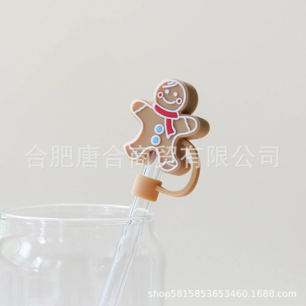 4Pcs Silicone Straw Tips Cover Creative Christmas Straw Plug Portable Cute Straw Plugs Caps