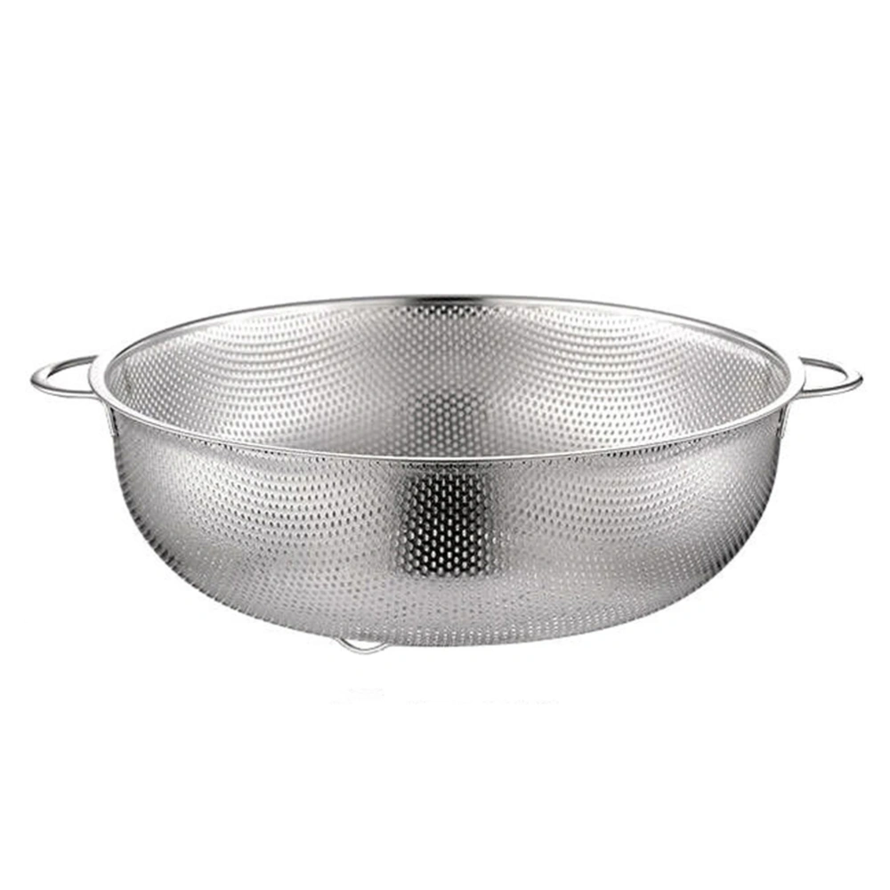 Stainless Steel Drain Basket Rice Sieve Fruit and Vegetable Basket Multi-purpose Drain Basket for Home Kitchen (Silver, Outer Diameter 19.5cm)