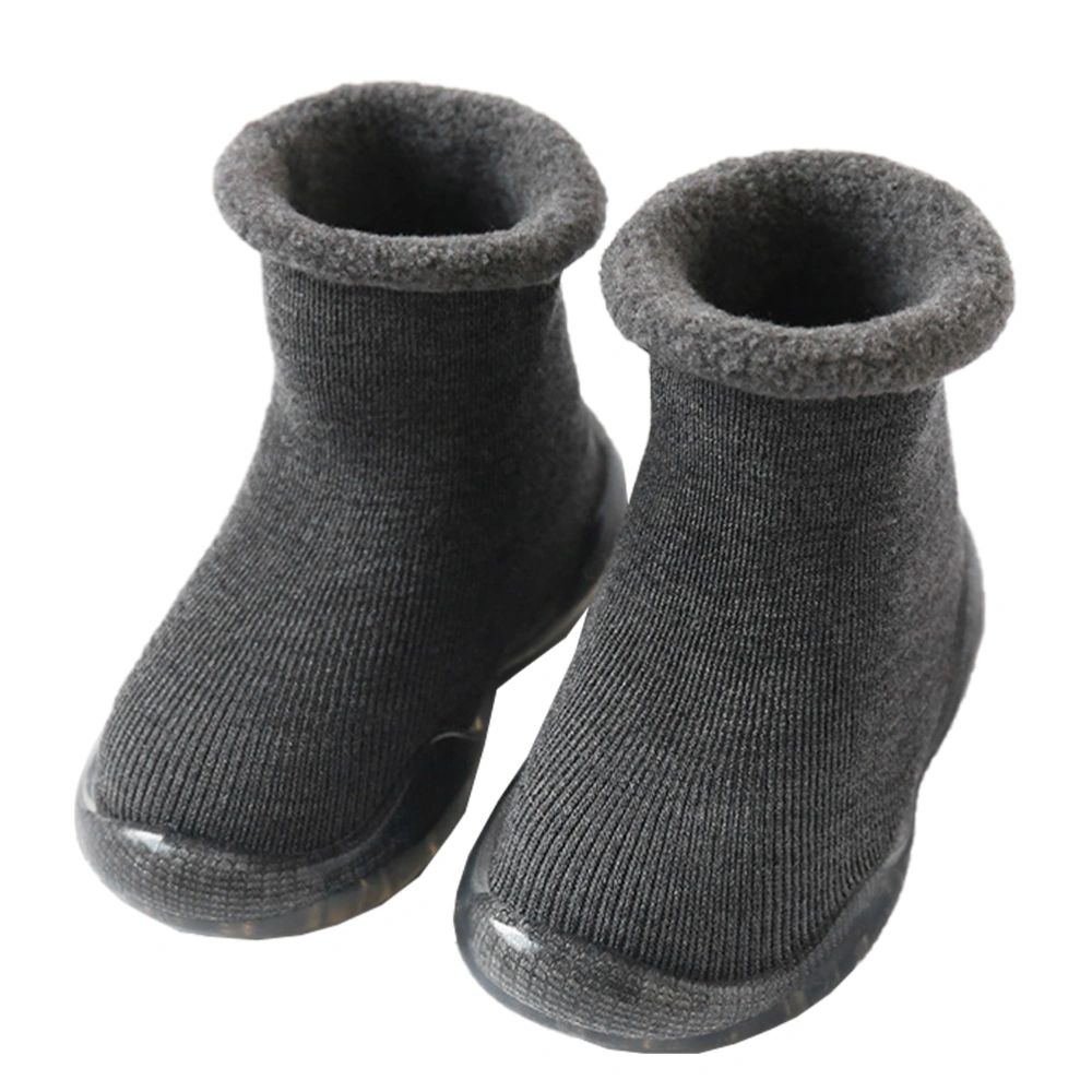 Cotton Baby Slipper Sock Skid Resistance Baby Slipper Sock Warm Baby Footgear Winter Baby Prewalker (Grey Size 26/27)