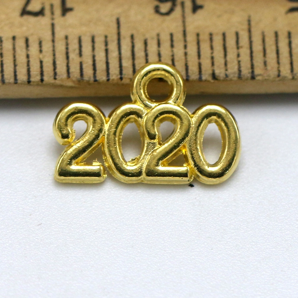 100pcs Golden Vintage Alloy 2020 Pendant Number Charms DIY Jewelry Making Accessories for Necklace Bracelet