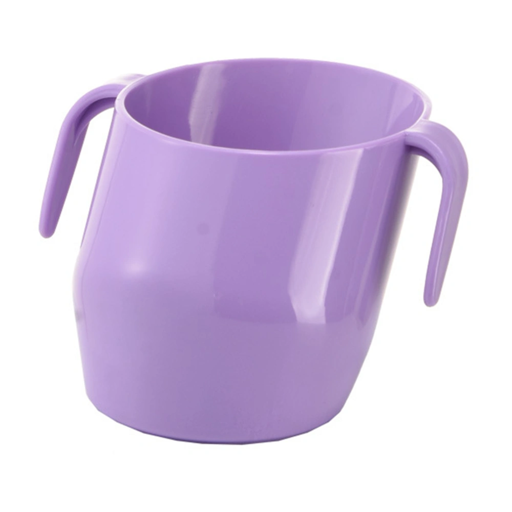 1pc Children Drinking Water Training Cup Portable Double Handle Oblique Mouth for Kids Toddler (Purple 200ml)