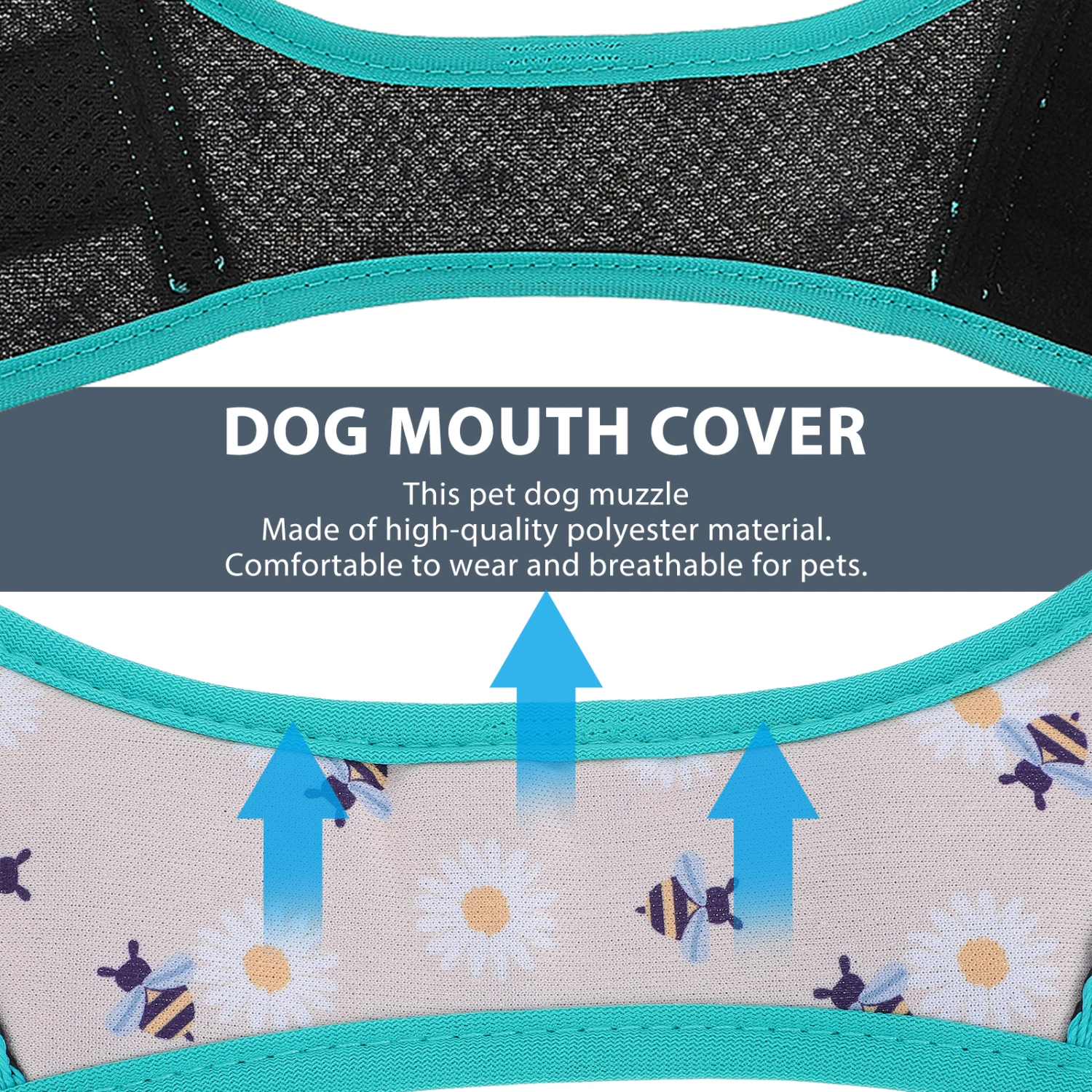 Polyester Pet Muzzle Adjustable Chewing Muzzle Anti-biting Printed Muzzle