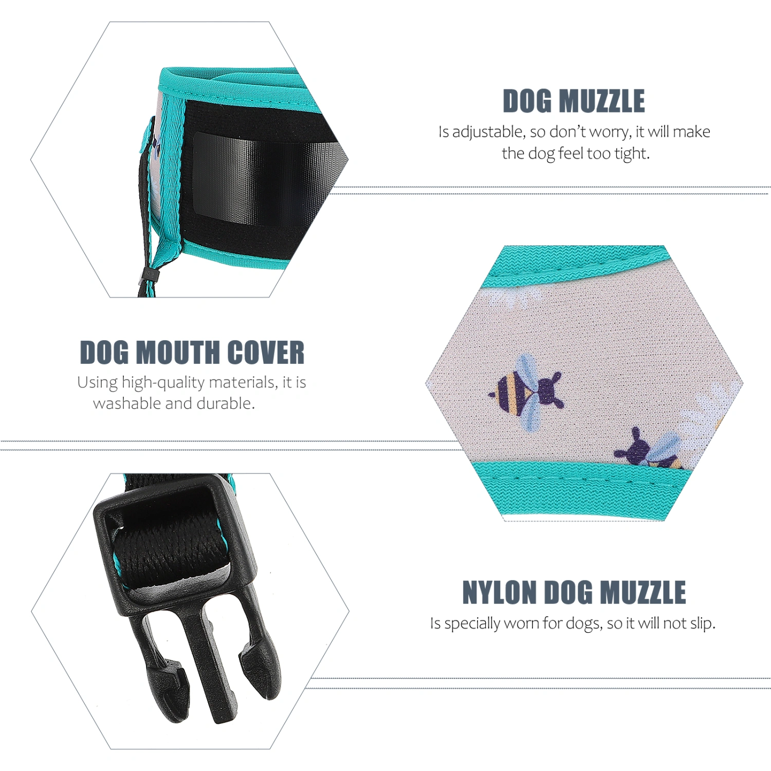 Polyester Pet Muzzle Adjustable Chewing Muzzle Anti-biting Printed Muzzle