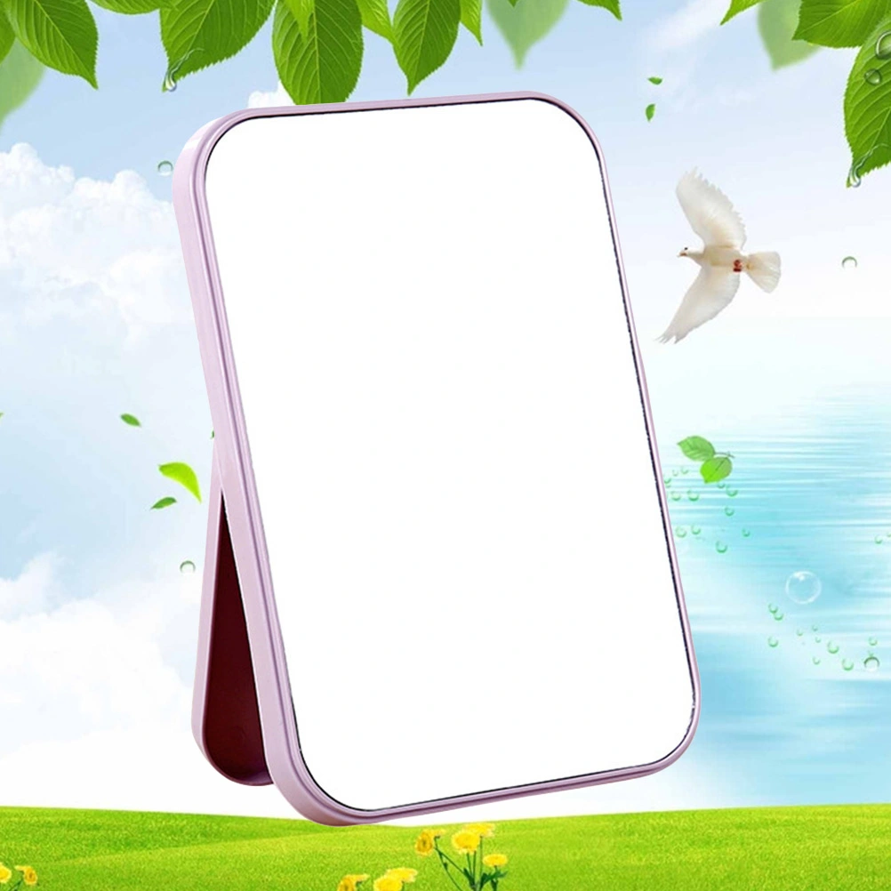 Women Simple Design Portable Facial Makeup Mirror Compact Foldable Desktop Cosmetic Makeup Mirror (Light Purple)