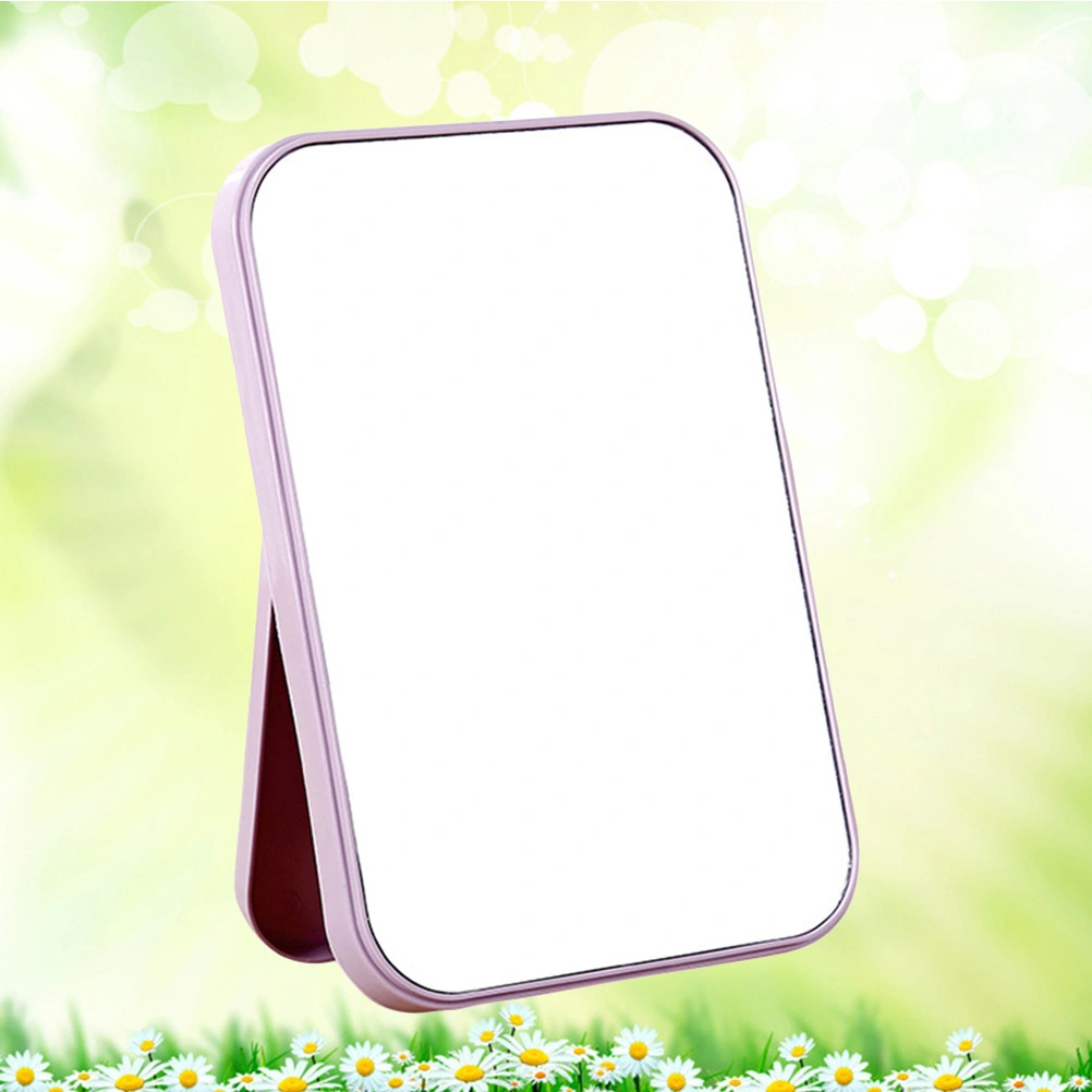 Women Simple Design Portable Facial Makeup Mirror Compact Foldable Desktop Cosmetic Makeup Mirror (Light Purple)