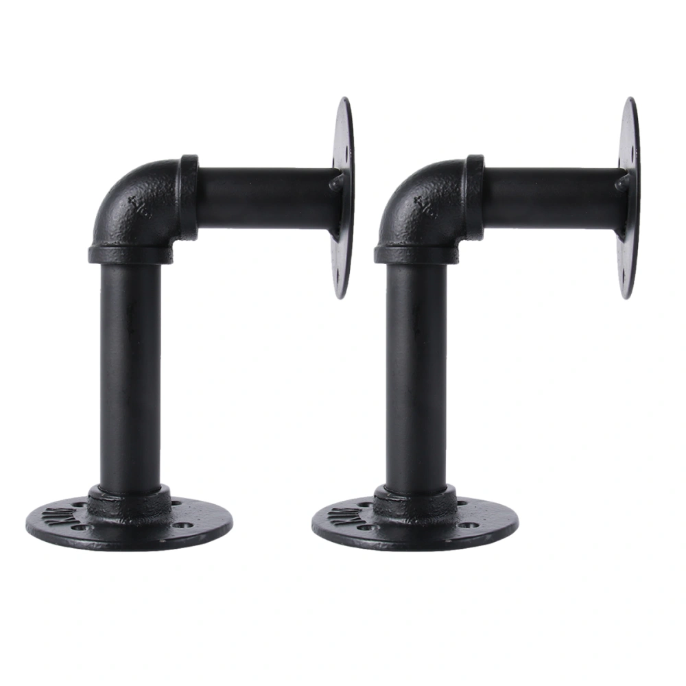 2pcs Thicken Industrial Iron Pipe Bracket Wall Mounted Floating Shelf Hanging Wall Decor Pipe Shelf Brackets Wood Board Rack (One Side Flange and One Side Iron Shard)