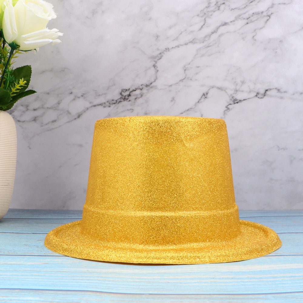 2pcs Glitter Fedora Hat Performance Hat Party Cosplay Magician Party Supllies (Golden)