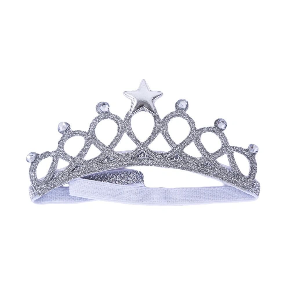 6PCS Crown Headbands Glitter Tiara Hair Bands Hair Accessories for Birthday Baby Shower Party Photography Silver