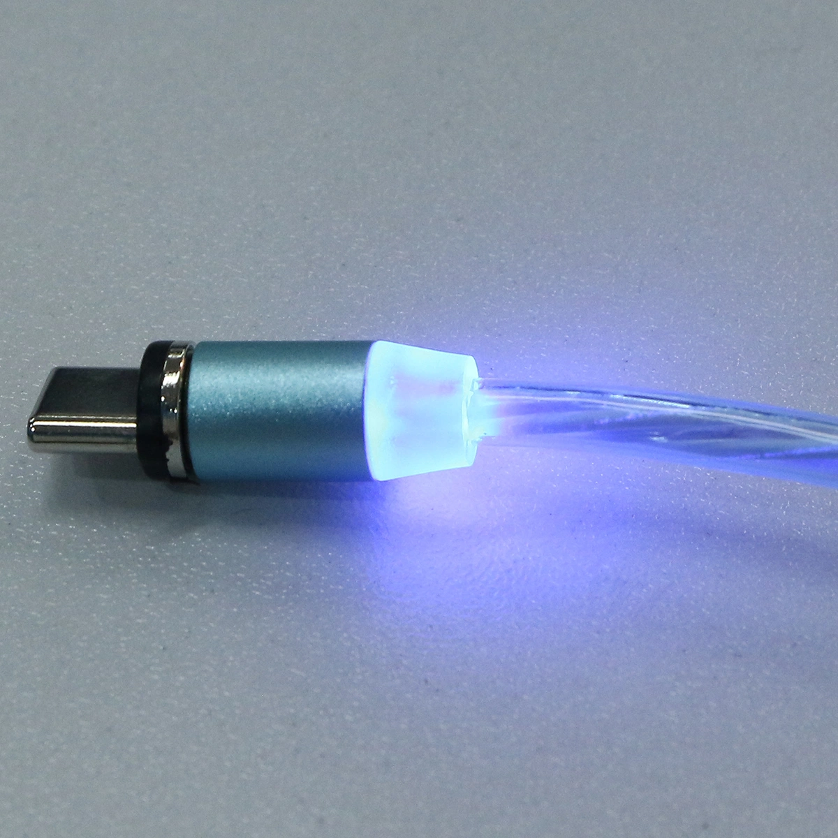 1m Universal Type-C Magnetic Charger Cable Data Sync Cable Luminescent Cable for Android Phone Blue