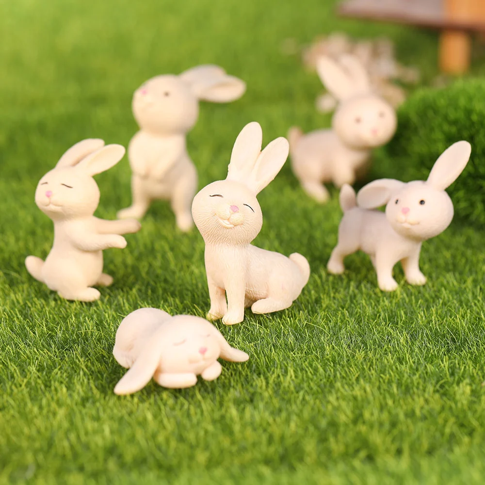 10Pcs  Miniature Garden Adornments Rabbit Shape Ornaments Micro Landscaping Decors