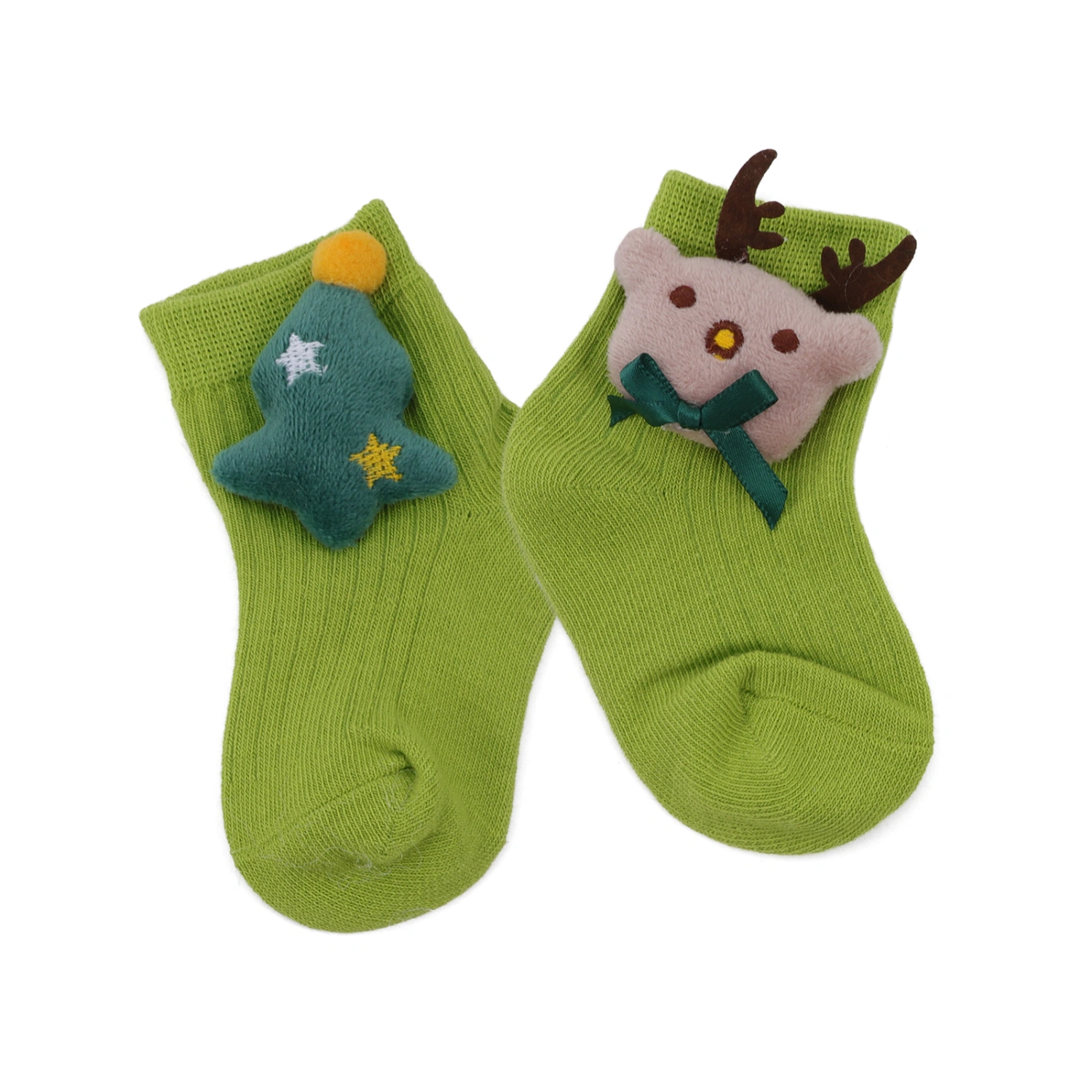 1 Pair Adorable Doll Design Socks Christmas Baby Cotton Socks (0-2 Years Old)