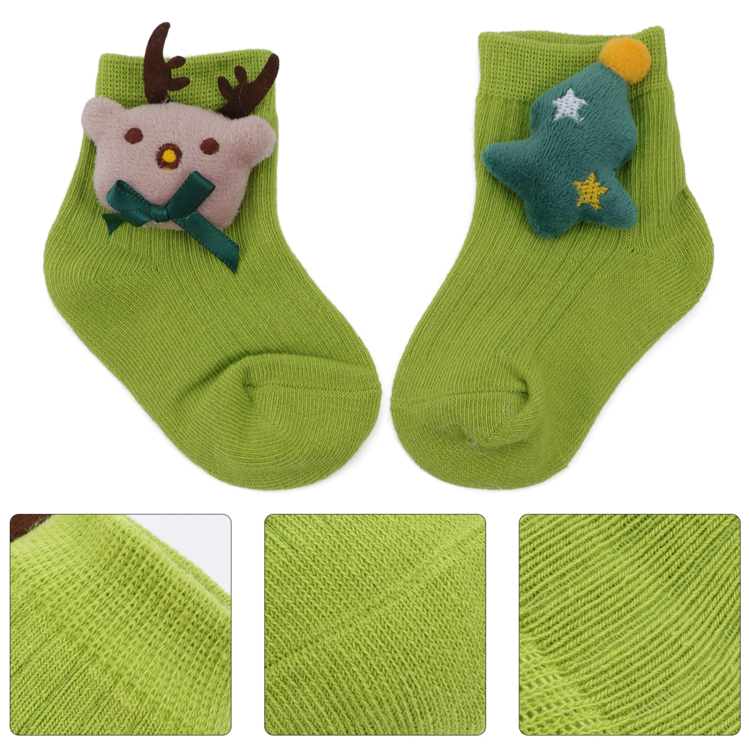 1 Pair Adorable Doll Design Socks Christmas Baby Cotton Socks (0-2 Years Old)