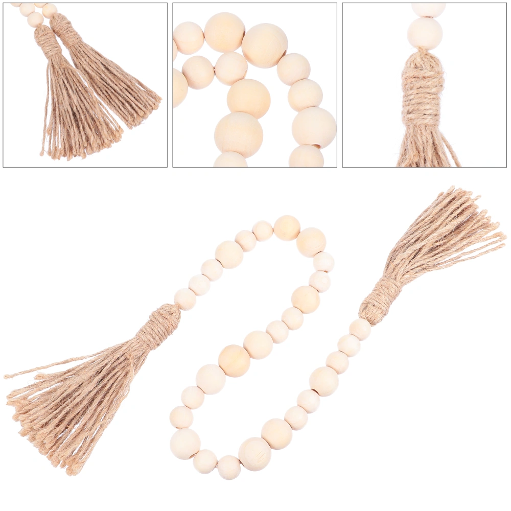 1pc Wooden Bead Garland Farmhouse Rustic Country Beads with Tassels Decoration