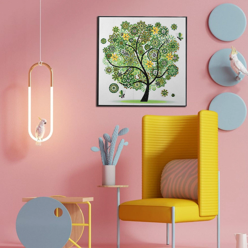 DIY Tree Pattern Unframed Resin Rhinestone Embroidery Painting Handmade Wall Decoration Printing Craft Kits 30x30CM