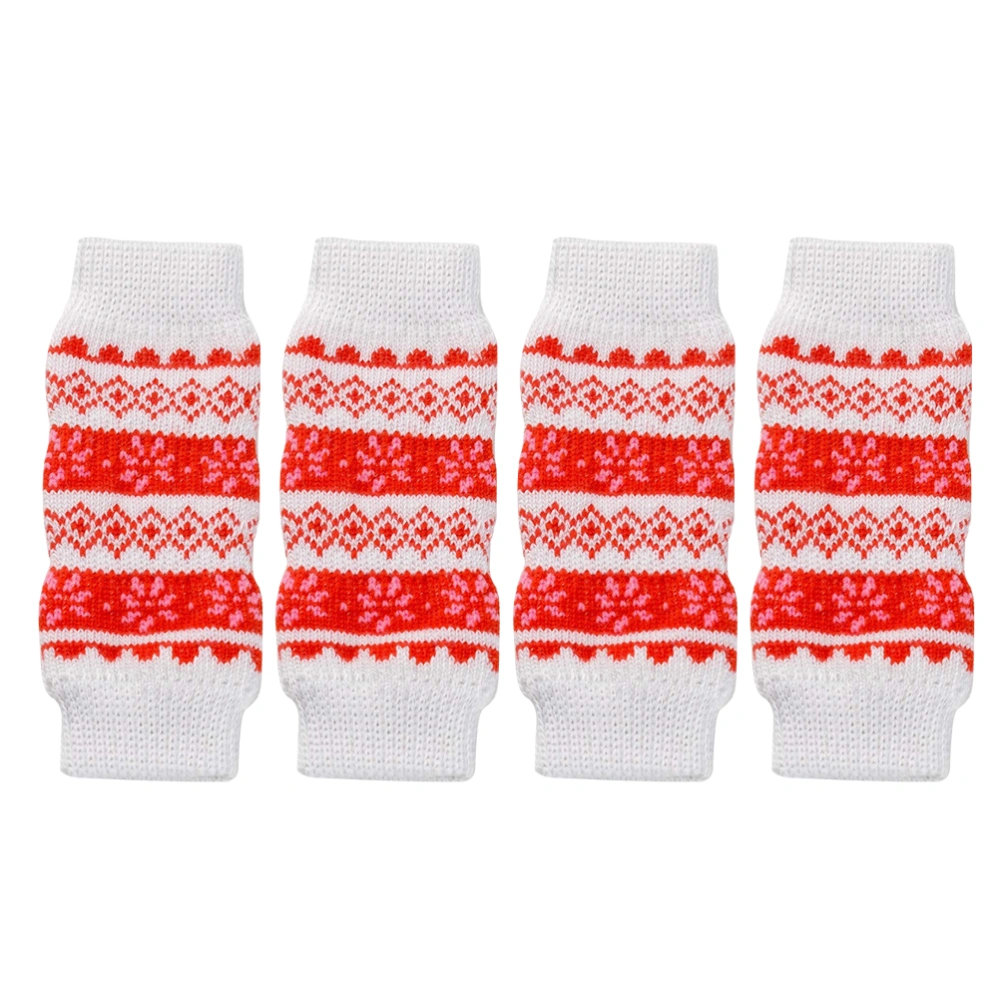 4pcs Pet Leg Ankle Protective Sleeves Dirt Proof Leg Cover Anti-urine Warm Knee Pad (Christmas Snow, Size S)