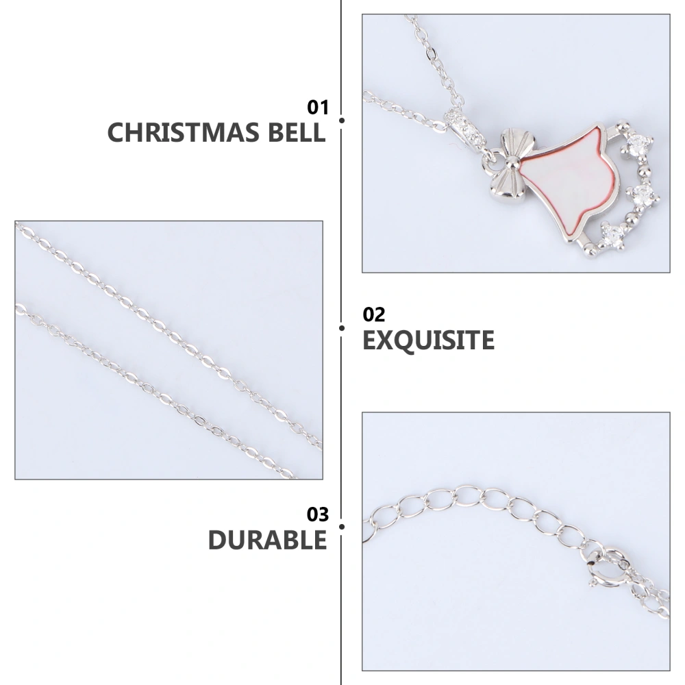 1Pc Silver Bell Shaped Necklace Elegant Neck Chain Creative Christmas Ornament