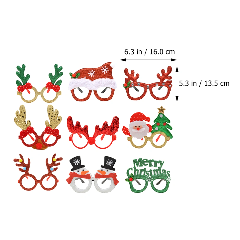 9 Pairs Christmas Eyeglasses Xmas Glasses Frames Xmas Santa Clause Glasses Flame