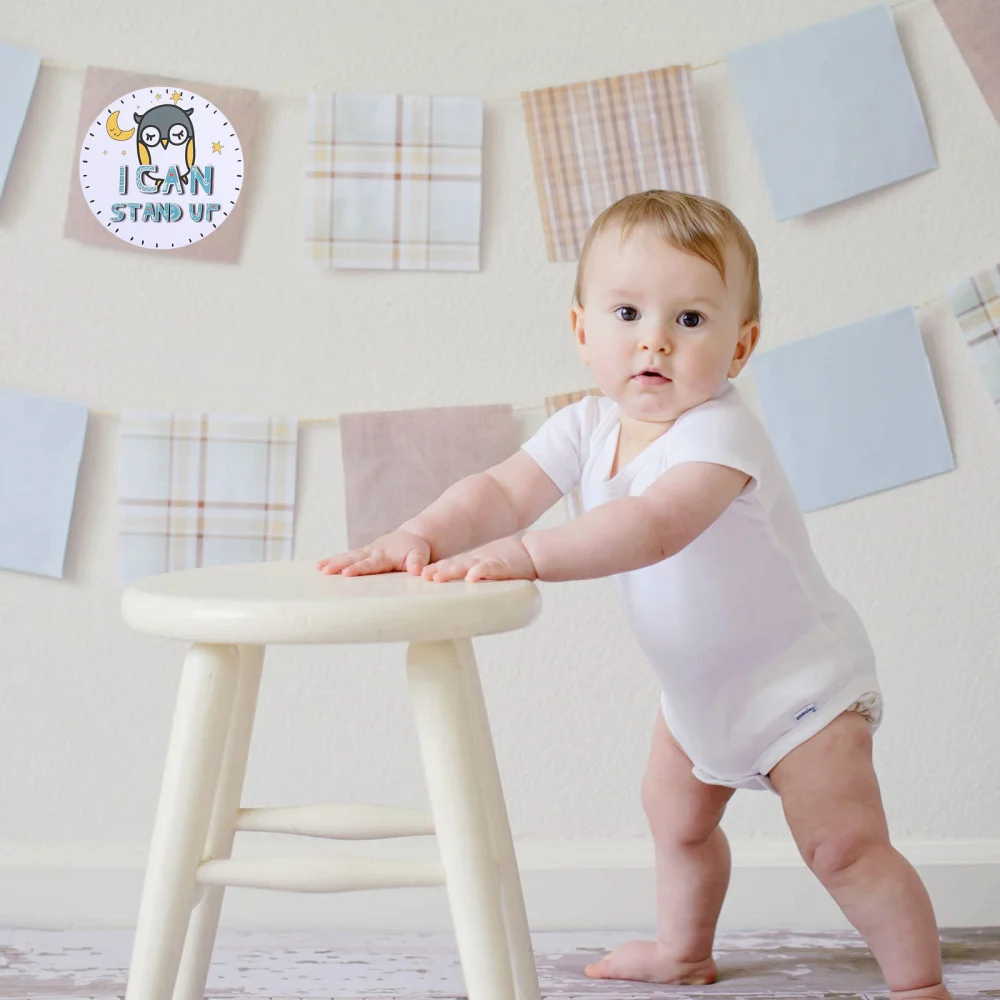 12pcs Baby Milestone Sticker Chic Newborn Photo Prop Baby Growth Label Paper