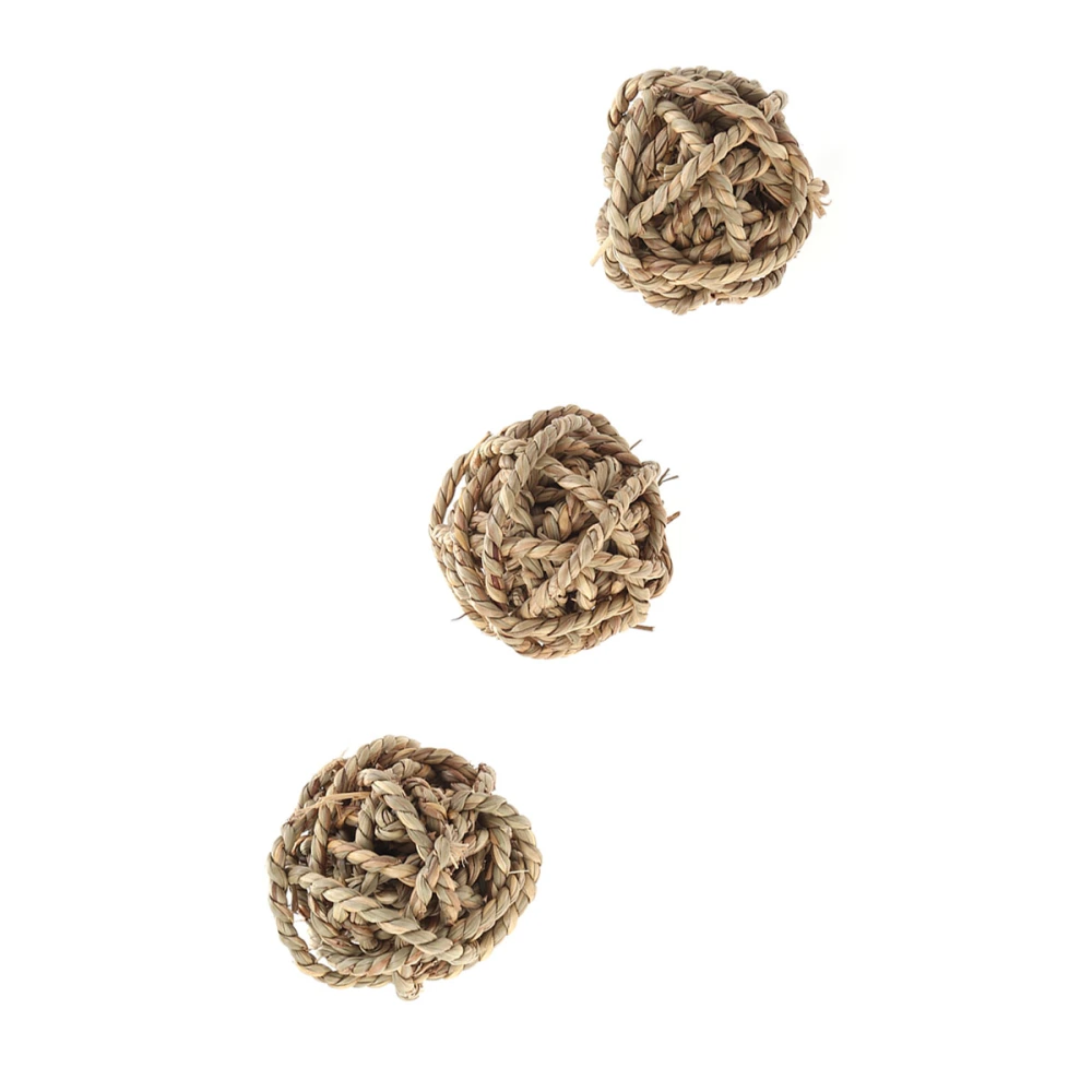 3PCS 7CM Woven Rattan Round Ball Straw Toy Wicker Crafts Water Grass Ball Pet Toy Gourd Water Weaving Rattan Ball Crafts