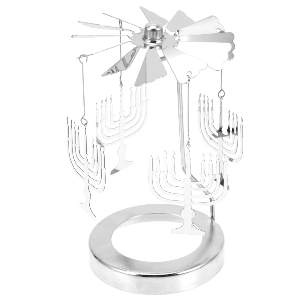 Rotating Candlestick Stainless Steel Candle Holder Christmas Day Rotating Decor