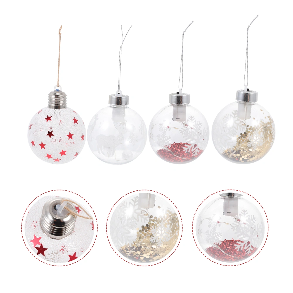 4pcs Glowing Christmas Balls Xmas Pendant Christmas Hanging Decors Xmas Decors