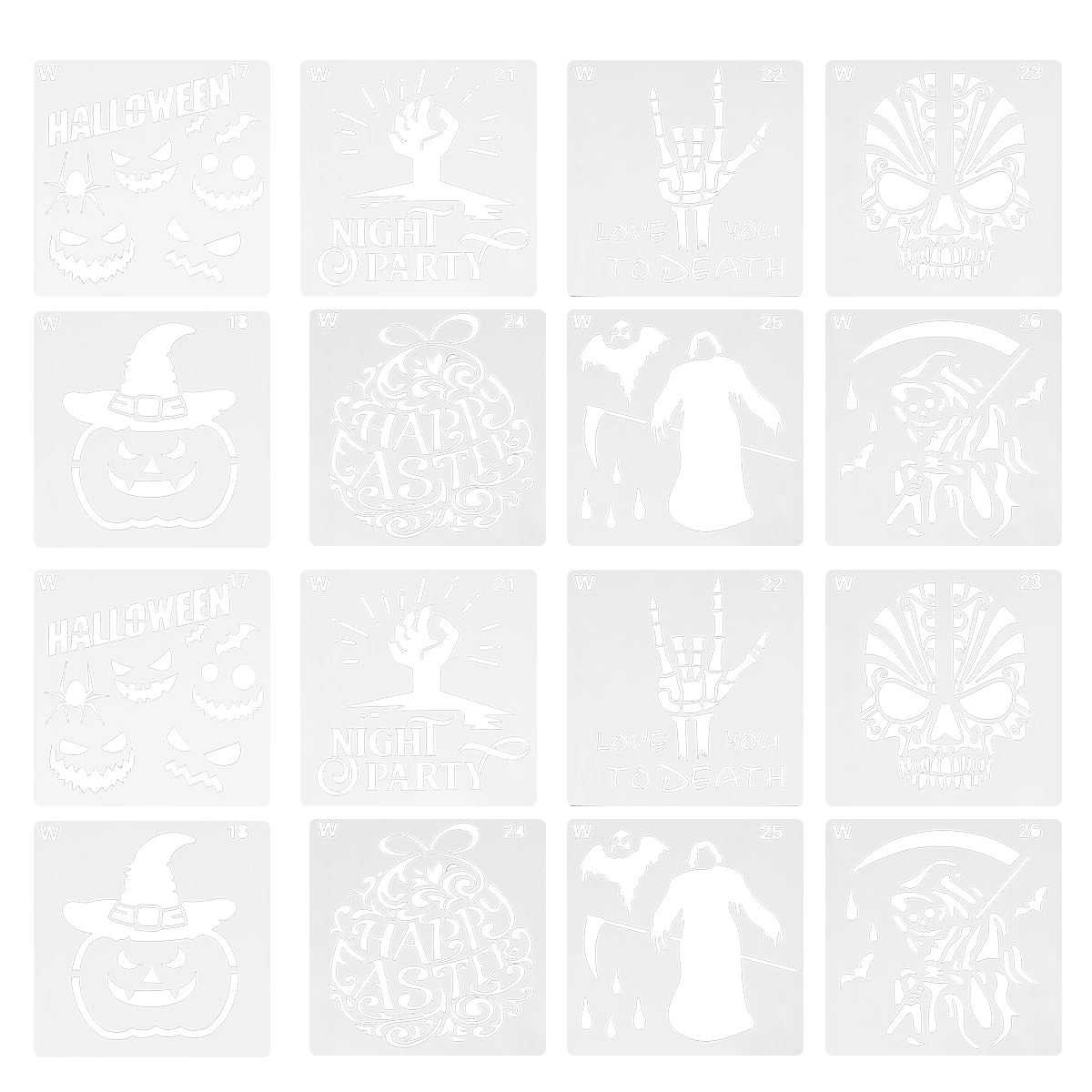 16pcs Halloween Painting Template Drawing Template Hollow DIY Painting Stencils