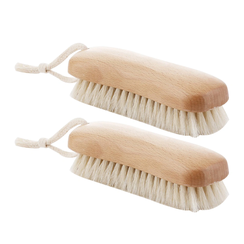 2pcs Beech Wooden Handle Hanging Brush Multifunctional Hair Brush Durable Shoes Polishing Brush Clothes Washing Care Tool