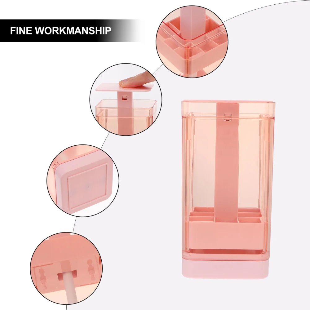 1Pc Press Type Lipstick Holder Dustproof Cosmetics Box Home Storage Rack Pink