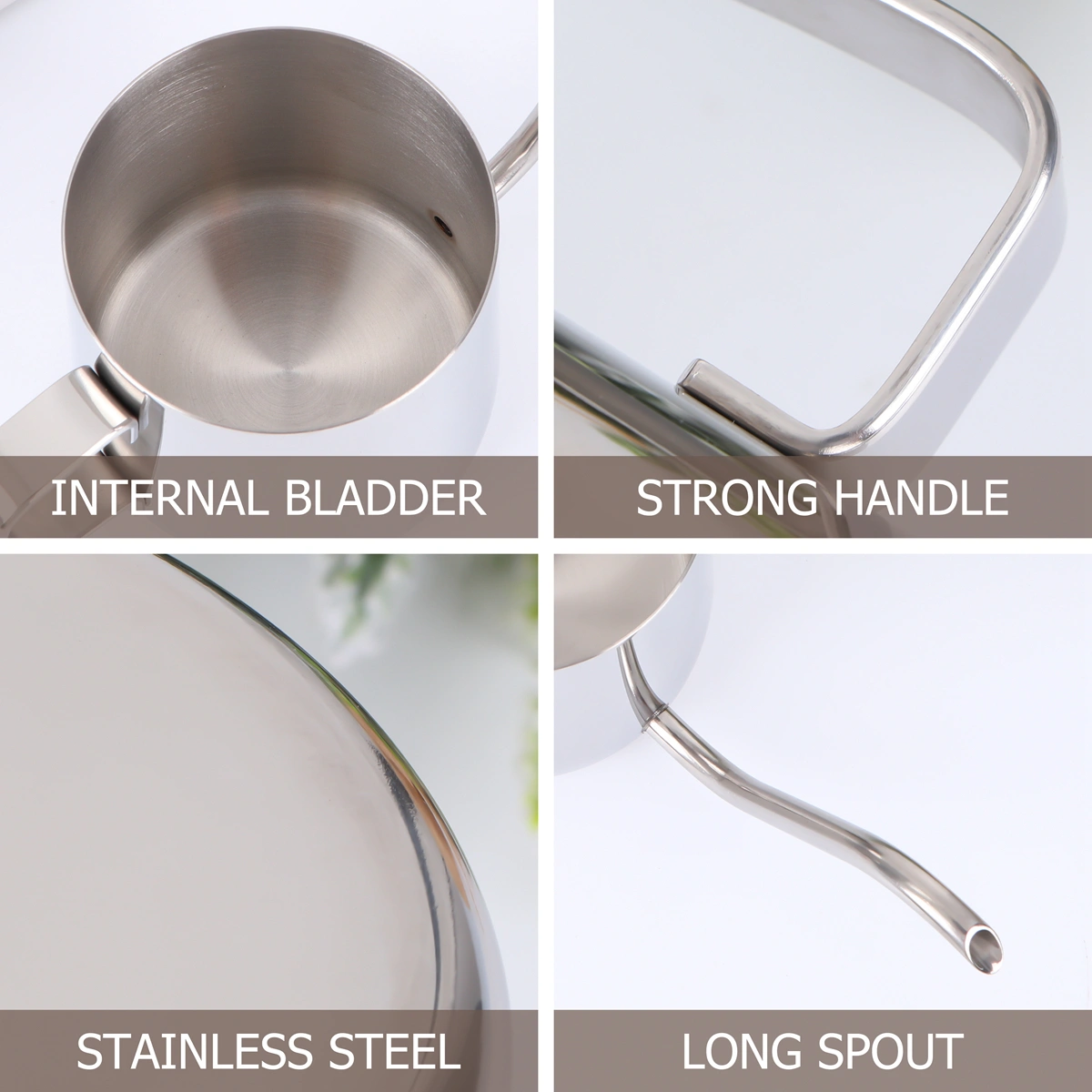 1pc Stainless Steel Coffee Pot Handmade Coffee Kettle Long Narrow Mouth Cup for Home Shop (Silver)