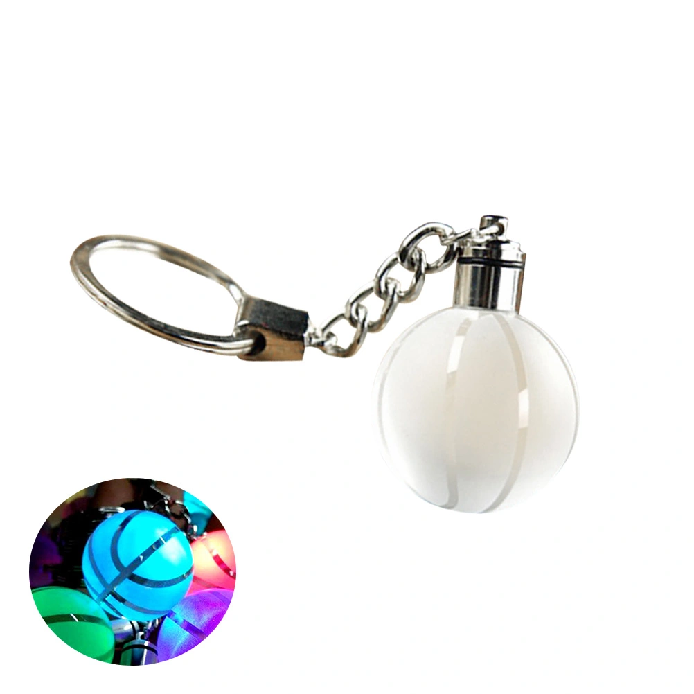 LED Keychain 3D Crystal Key Chain Basketball Globe Key Ring Gift Decor