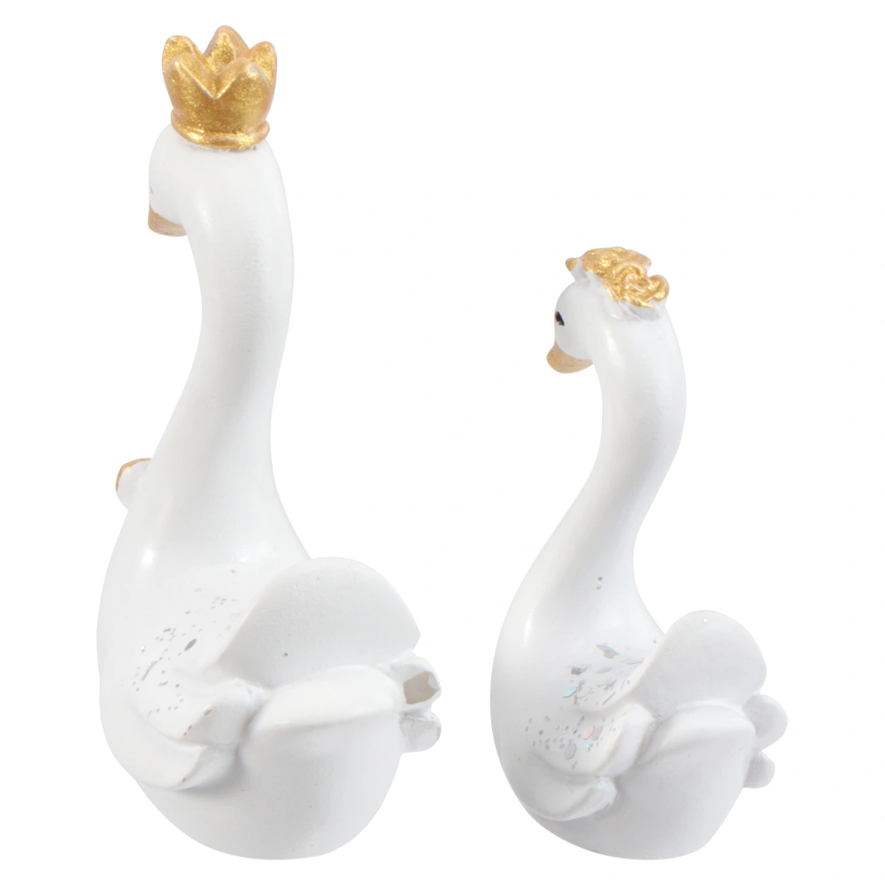 2Pcs Resin Swan Decoration Wedding Swan Craft DIY Swan Ornament Car Adorn