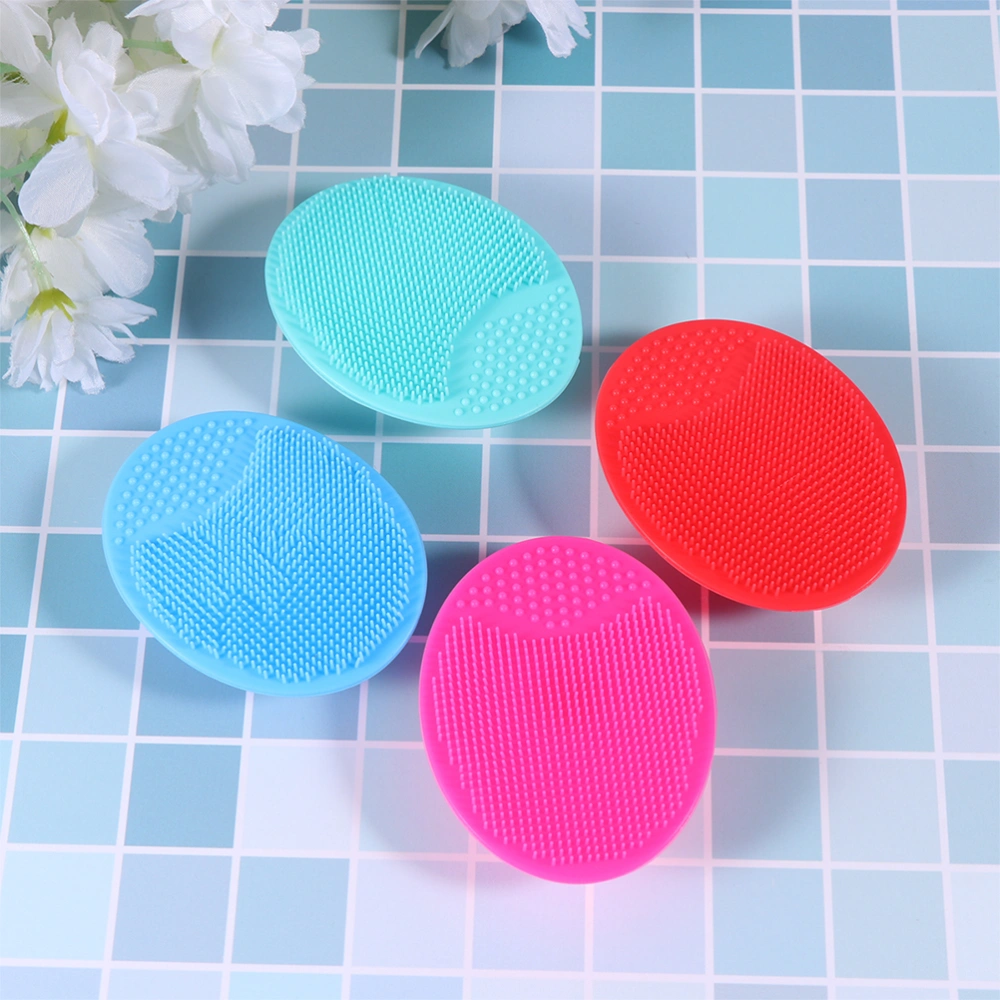 4PCS Manual Silicone Face Cleanser Massager Facial Cleansing Brush Pad Handheld Mat Scrubber (Green/Blue/Red/Rosy)