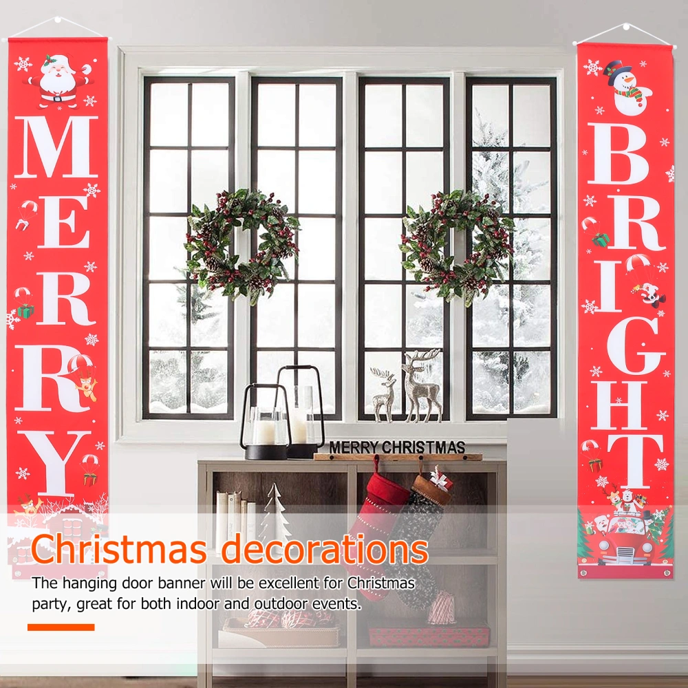 1 Pair of Christmas Couplet Decor Door Banner Decorative Door Curtain Party Decor