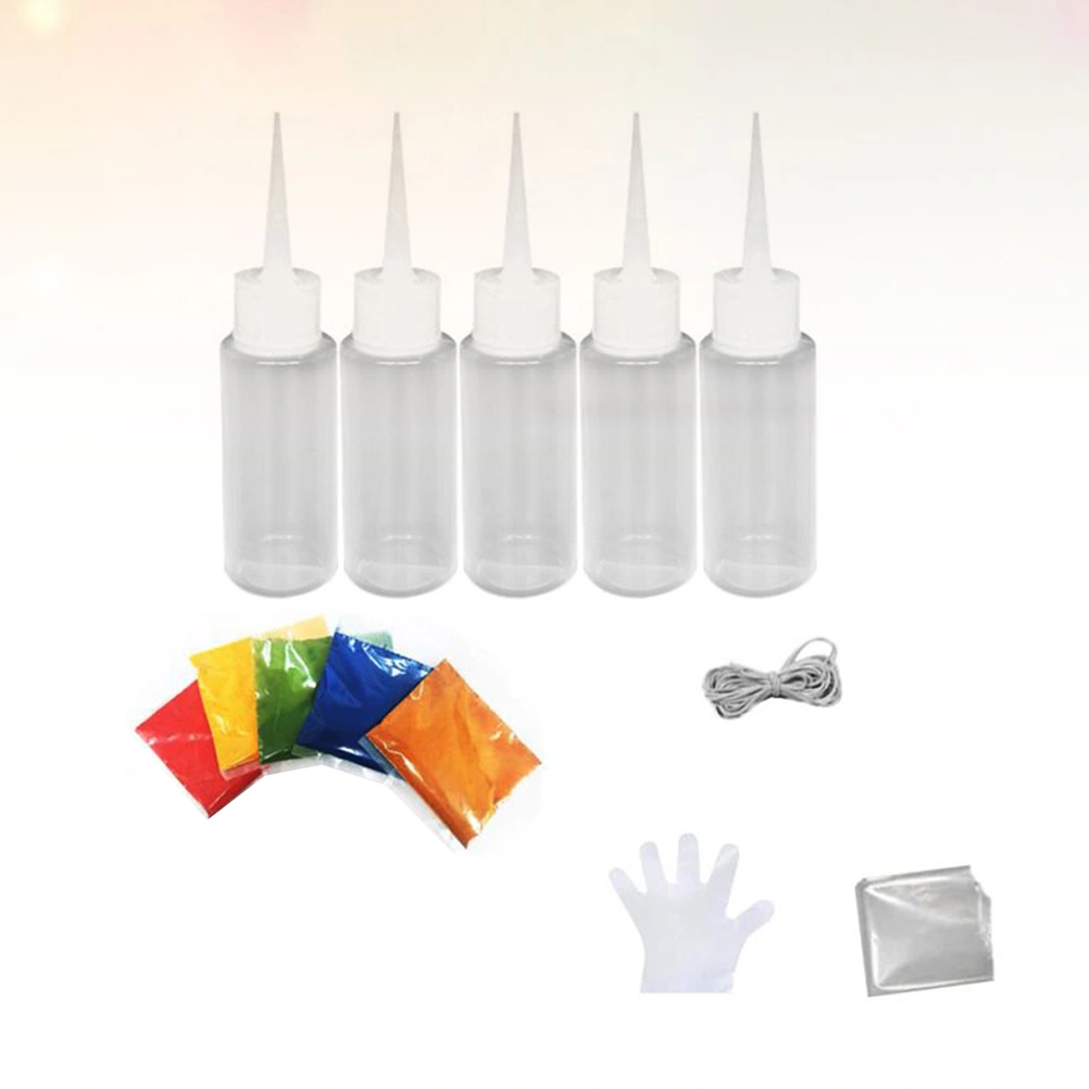Tie-dye Pigment Pure Cotton Direct Cold Water Dye Clothes DIY Tie Dyes Supply New Fashion Design Stain for DIY Lover (5pcs 50ml Bottles + 5pcs Dye Powder + 40pcs Rubber Band + 8pcs Transparent Gloves + 5pcs OPP Bag)