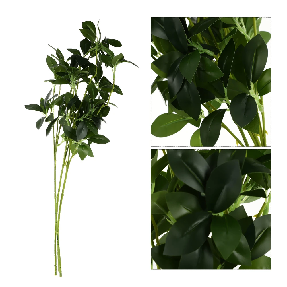 3Pcs Lovely Aglaia Odorata Leaf Bundle Decors Simulated Plant Adorns Plant Decors