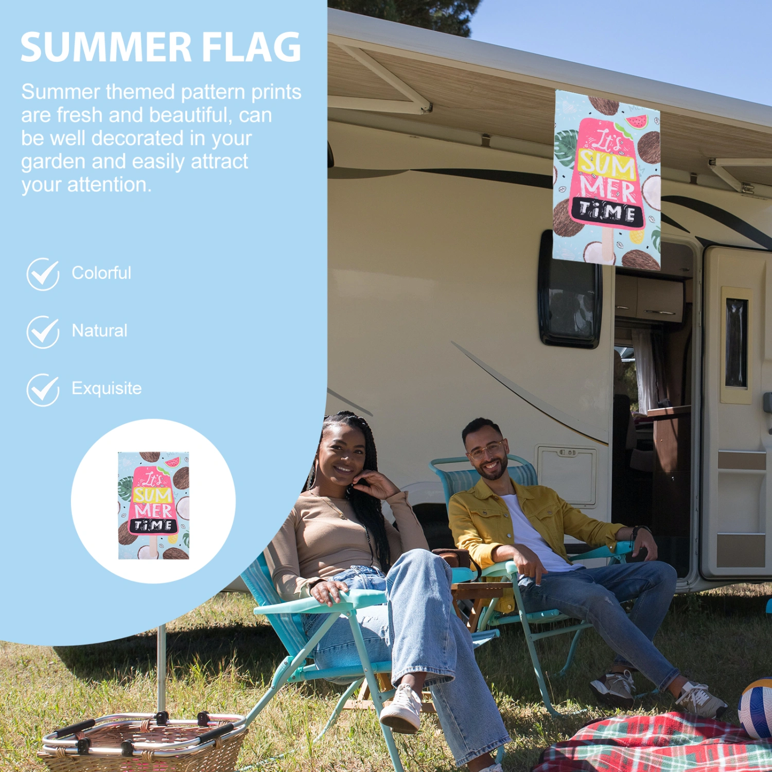Summer Home Garden Flag Decor Polyester Vertical Outdoor Flag Prop Summer Flag