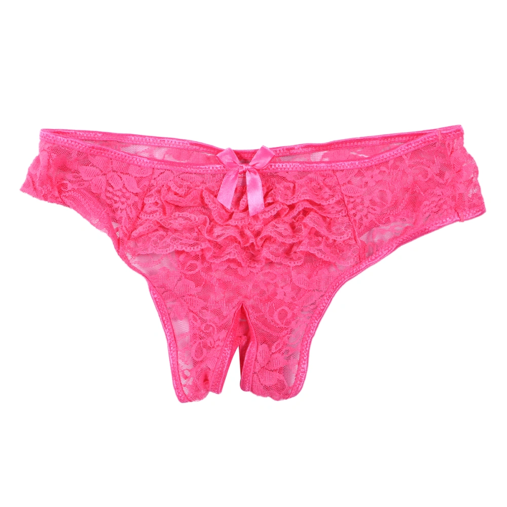 Women's Sexy Lace Lingerie Underwear Open Crotch G-String Briefs - Size 3XL(Pink)