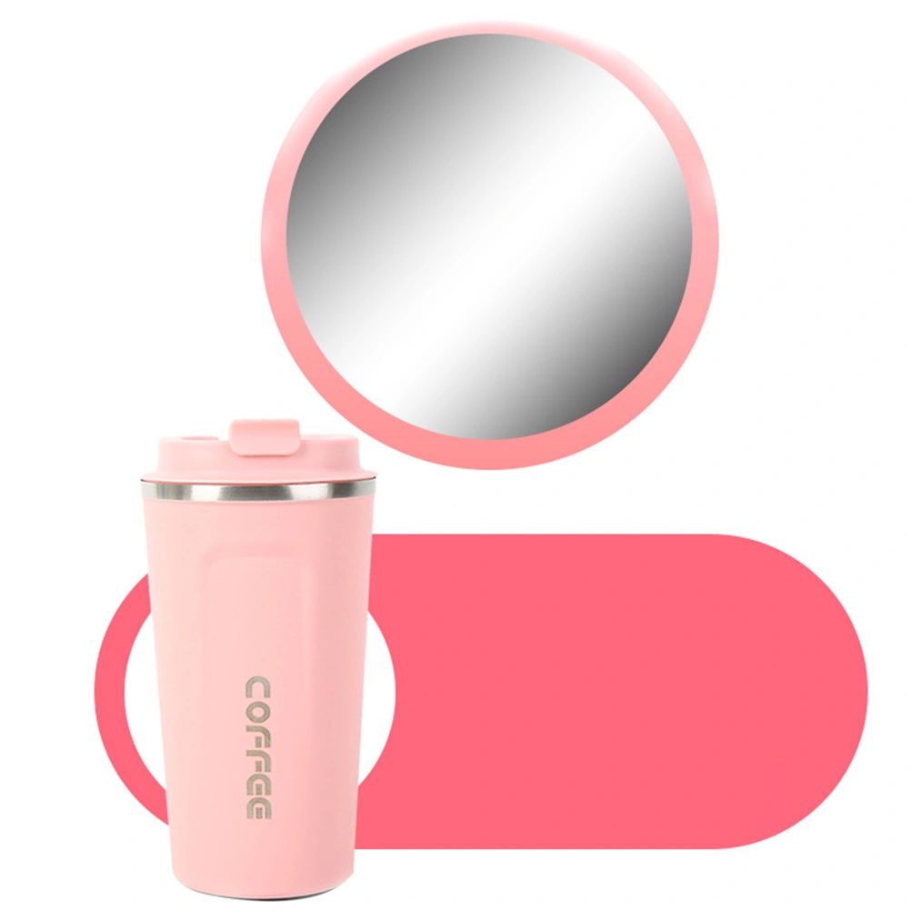 Stainless Steel Coffee Cup Portable Thermal Cup Insulated Bottle Cup Water Cups Anti-scald Coffee Mug Car Bottle (Pink 380ML)