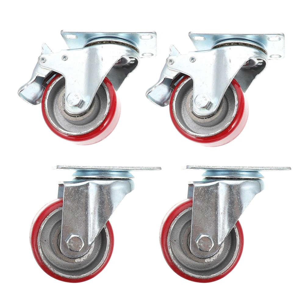 4Pcs Office Chair Caster Wheels Hardwood Floor Carpet Tile Floor Caster Wheels (Silver, Red)