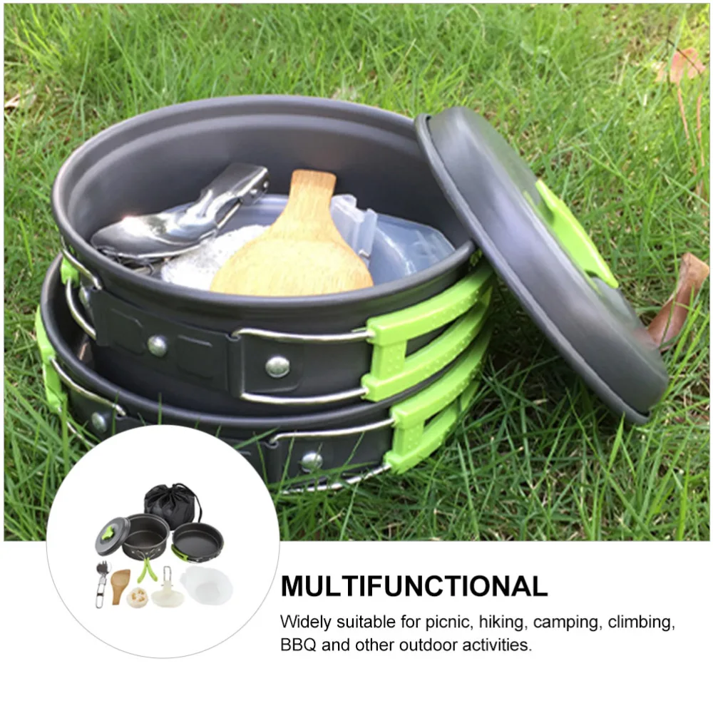 1 Set Outdoor Camping Cookware Portable Tableware Hiking Cooking Utensils