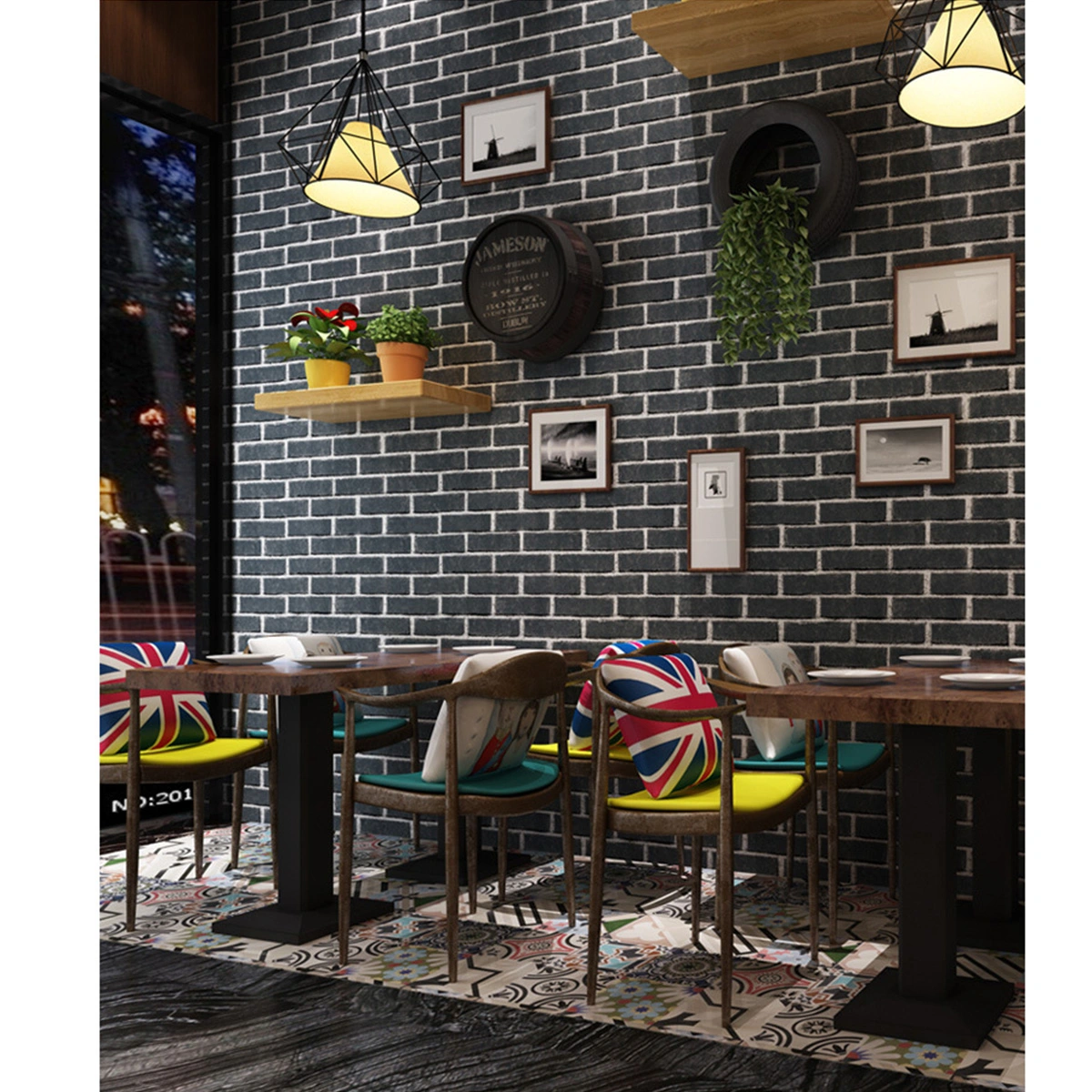 Modern Vintage Brick Textured Wallpaper Embossed 3D Wall Paper Rolls for Bedroom Living Room Sofa TV Background(Self-adhesive Gray)