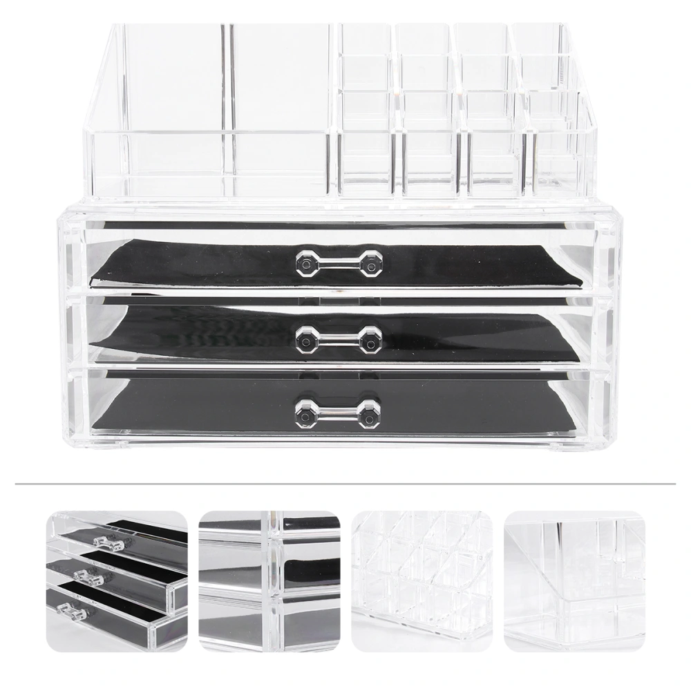 Transparent Box Multilayer Desktop Storage Case Drawer Type Container White