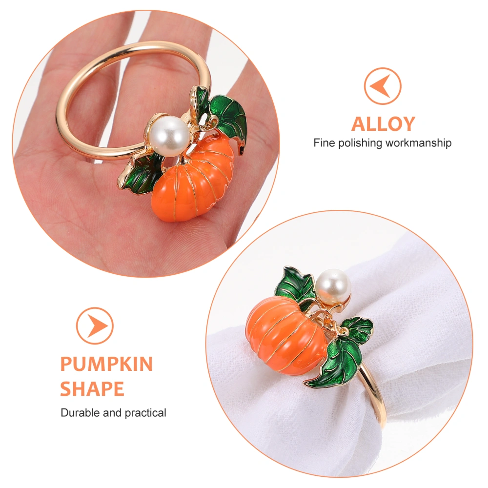 4 Pcs Halloween Pumpkin Napkin Button Napkin Decoration Rings (Assorted Color)