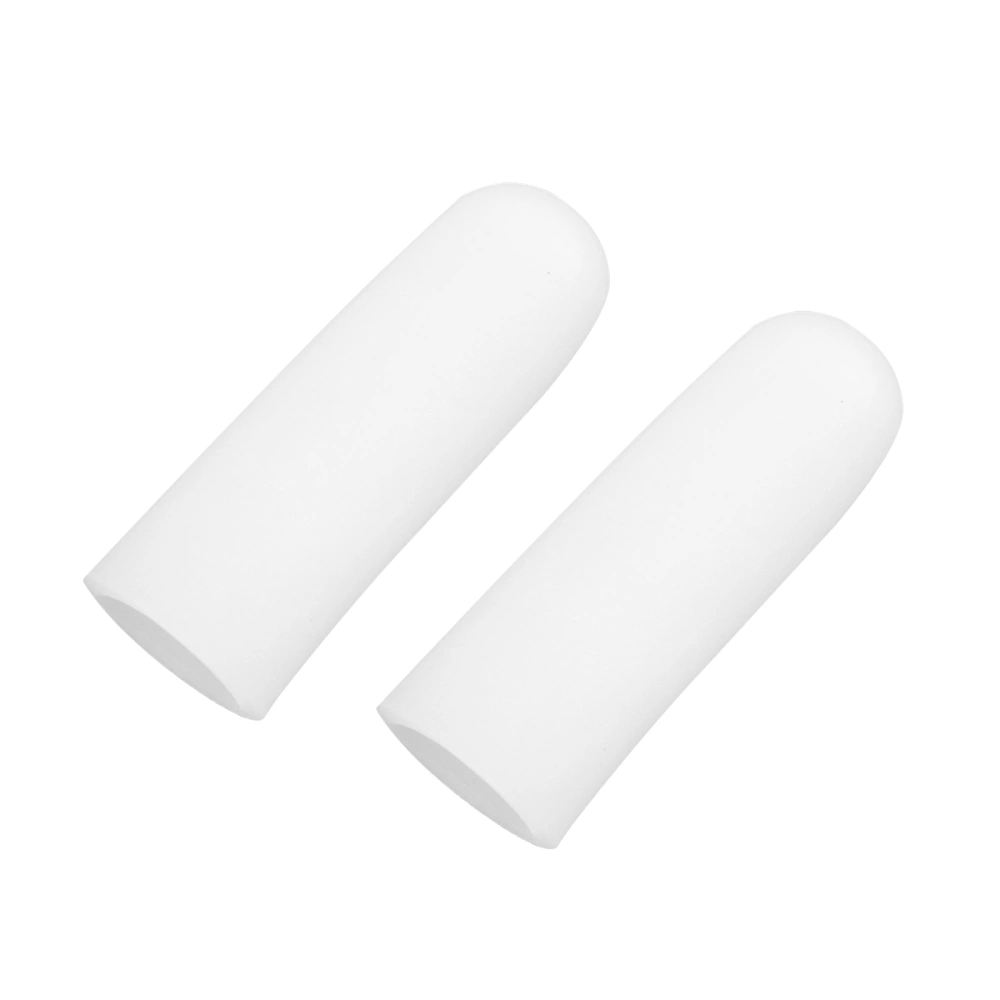 2 PC Long Type Silicone Gel Finger Protector Sleeves Separators Protector for Protect Cracked Skin/ Blisters/ Callus (White)