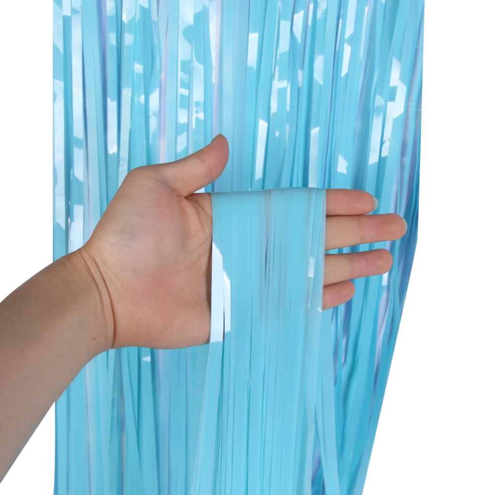 Tassel Table Skirt Table Cloth Photo Backdrop Birthday Decor Rain Curtain Photo Props for Party Decoration(Sky Blue)